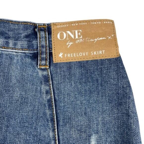 One Teaspoon Freelove Distressed Denim Skirt Womens Size 25 Blue - Picture 8 of 8